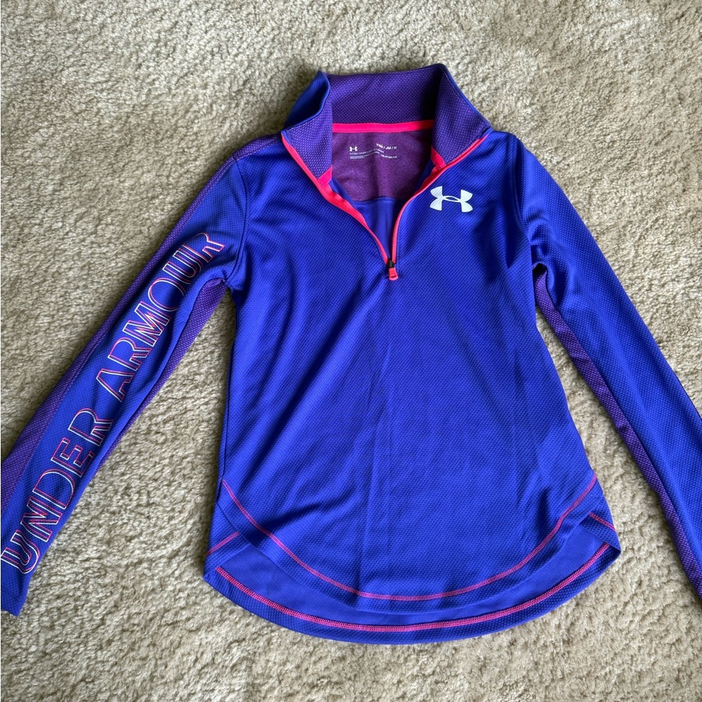 Under Armour Vibrant Blue and Pink Quarter-Zip Top